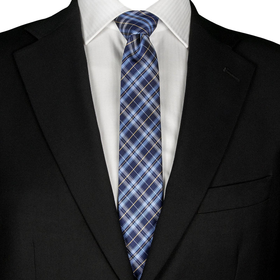 GASSANI 6cm úzká modrobílá kostkovaná pánská kravata s kostkovaným vzorem Vintage kravata
