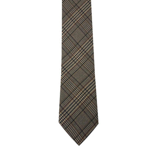 GASSANI Cravatta in Lana Vintage Beige Stretta 6 cm, Cravatta da Uomo Legante in Lana a Quadri