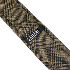 GASSANI 6 cm úzká béžovohnědá vintage vlněná kravata, pánská kravata kravata vlněná kostkovaná