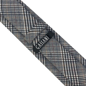GASSANI Cravatta in lana retrò bianca e nera stretta 6 cm, cravatta da uomo cravatta cravatta in lana a quadri