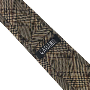GASSANI Cravatta in Lana Vintage Beige Stretta 6 cm, Cravatta da Uomo Legante in Lana a Quadri