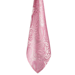 GASSANI 3-SET Krawattenset, Hell-Rosa Schmale Herren-Krawatte Paisley, 7cm Dünne Jacquard Hochzeitskrawatte Einstecktuch Manschettenknöpfe