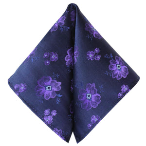 GASSANI 2-SET set cravatta, cravatta a fiori extra lunga blu scuro floreale viola viola, fazzoletto da taschino per cravatta da uomo jacquard sottile 6 cm