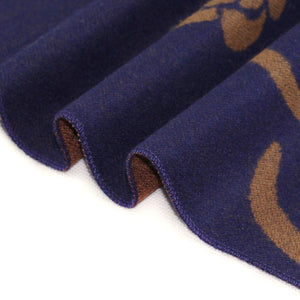 GASSANI Damen-Schal Blau Goldbraun Schalring, Wollschal Weich und Warm, Blumen-Muster Vintage Geblümt Tuchring