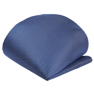 GASSANI 2-SET Krawattenset, 6cm Dünne Schmale Royal-Blaue Lange Jacquard Herren-Krawatte Kariert,  Royalblaues Krawatten-Set mit Einstecktuch