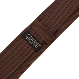 Sada kravat GASSANI, 6 cm široká úzká hnědá pánská kravata dlouhá, kapesníček barevný 4 designy