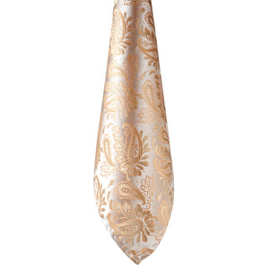 GASSANI 3-SET set cravatta, champagne albicocca Cravatta uomo slim Paisley, 7 cm Cravatta matrimonio jacquard sottile Pochette Gemelli
