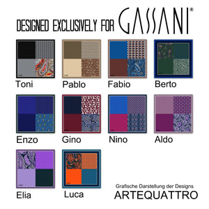 Kravatová souprava GASSANI, šířka 6 cm, šedá úzká pánská kravata, dlouhý kapesník, barevné 4 vzory