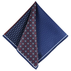 Sada kravat GASSANI, 6 cm úzká královská modrá slim pánská kravata dlouhá, kapesníček tečky barevné 4 vzory