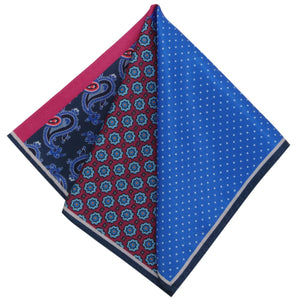 GASSANI Krawatten-Set, 6cm Schmale Gerade Petrol-Blaue Strick-Krawatte, Einstecktuch Bunt 4 Designs