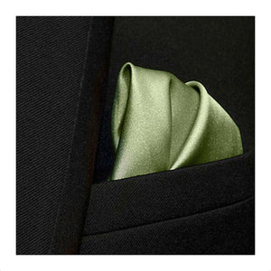GASSANI 3-SET Set di cravatte in raso, cravatta stretta da uomo verde salvia da 8 cm