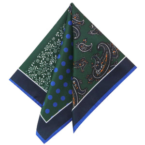 GASSANI Set Cravatta, Cravatta Diritta Stretta 6 cm Verde Petrolio, Fazzoletto Da Taschino Colorato 4 Disegni