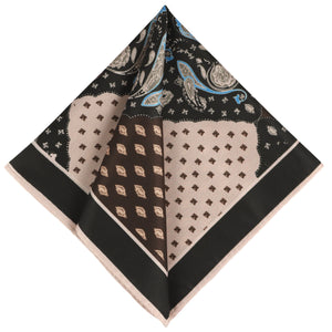 Sada kravat GASSANI, 6 cm úzká černá tenká pánská kravata, kapesní čtvercová Béžová hnědá Paisley 3 vzory