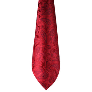 Sada kravat GASSANI 3-SET, světle červená Paisley Slim pánská kravata, 7 cm tenká žakárová svatební kravata, kapesní manžetové knoflíčky