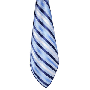 GASSANI 2-SET Sada pruhovaných kravat, 6 cm tenká, úzká, modrá, bílá pruhovaná žakárová pánská kravata, kapesní