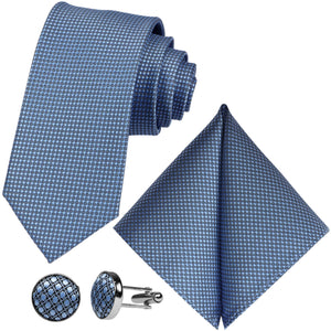 GASSANI 3 pz. Set 8cm Cravatta extra lunga da uomo grigio blu skinny Cravatta da sposa Cravatta da uomo Cravatta da taschino Gemelli da uomo