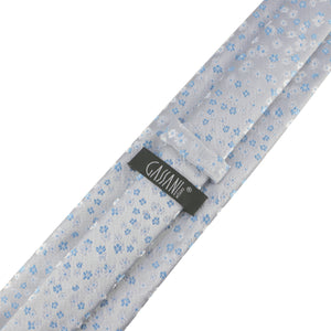 GASSANI 3-SET parure cravatta, larghezza 8 cm, lunga, cravatta da uomo celeste, cravatta da sposa stretta