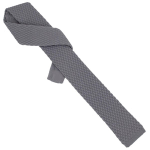 GASSANI Cravatta da uomo stretta 6cm grigio chiaro in maglia, cravatta in lana, taglio dritto