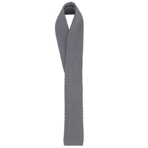 Parure cravatta GASSANI, cravatta dritta stretta 6cm in maglia grigio scuro, fazzoletto colorato 4 disegni