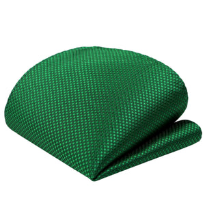 GASSANI 3 ks. Set, 8 cm slim tmavě zelená pánská extra dlouhá kravata, svatební kravata, manžetové knoflíčky na kapesník