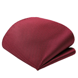 GASSANI 3 pz. Set, cravatta da uomo stretta 8 cm rosso bordeaux extra lunga, cravatta da sposa, gemelli a fazzoletto