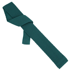 Sada kravat GASSANI, 6 cm úzká rovná rovná petrolejová zelená pletená kravata, kapesní čtvercová barevná 4 vzory