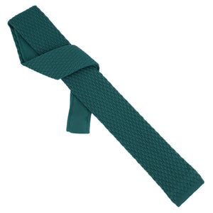 GASSANI 6cm úzká opálově zelená pánská pletená kravata, vlněná kravata rovného střihu