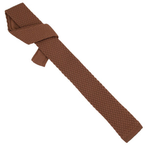 Sada kravat GASSANI, 6 cm úzká rovná hnědá pletená kravata, kapesní čtvercová barevná 4 vzory
