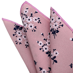 GASSANI Set 2 fazzoletti da sposa in lino rosa con papillon a fiori, fiocco di fiori pre-annodato