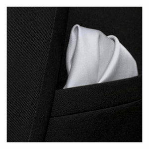 GASSANI 3-SET sada saténových plastronových kravat, stříbrnošedá svatební kravata, kravatový šátek a kapesník