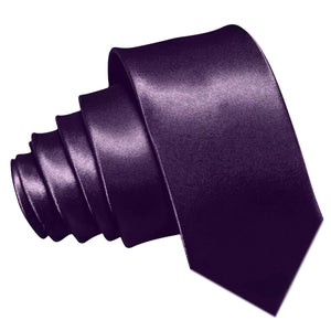 GASSANI 3-SET Sada saténových kravat, 8 cm Úzká fialová tmavě fialová pánská kravata čtvercová, svatební