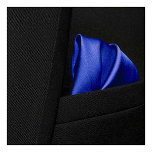 Set cravatta GASSANI 3-SET plastron in raso, cravatta ampia blu royal, cravatta sciarpa e fazzoletto