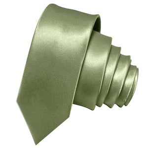 Sada kravat GASSANI 3-SET, 6 cm úzká saténová Reseda zelená dlouhá pánská kravata, svatební kravata úzká
