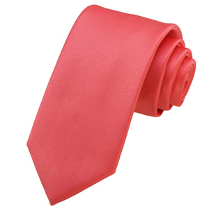 GASSANI 3-SET Krawattenset, 8cm Breite Koral-Rote Lange Herren-Krawatte, Hochzeitskrawatte Schmal