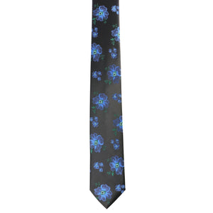 Set cravatta GASSANI 2-SET, cravatta floreale extra lunga nera slim blu royal floreale, fazzoletto da taschino cravatta uomo jacquard sottile 6 cm