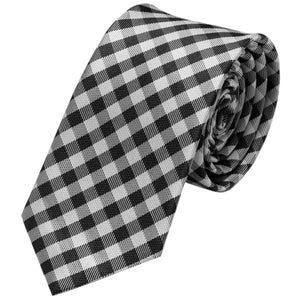 6 cm úzká černobílá kostkovaná pánská kravata, kostkovaný kravatový pořadač v dárkové krabičce plechové kasičky