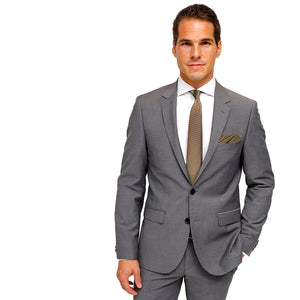 GASSANI 2-SET parure cravatta da uomo sottile 6 cm beige-marrone extra lunga cravatta jacquard quadretti, fazzoletto