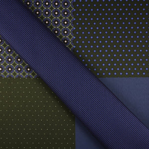 GASSANI Krawatten-Set, 6cm Schmale Royal-Blaue Slim Herren-Krawatte Lang, Einstecktuch Grün Dots Bunt 4 Designs
