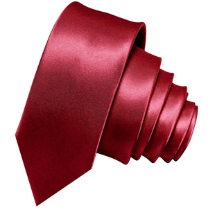 Set di 3 cravatte GASSANI, cravatta da uomo lunga rossa bordeaux stretta 6 cm, cravatta da sposa stretta