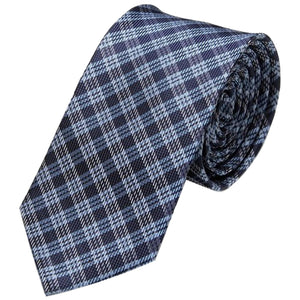 GASSANI Cravatta da uomo a quadri blu scuro stretta 6 cm, cravatta a quadri con motivo scozzese