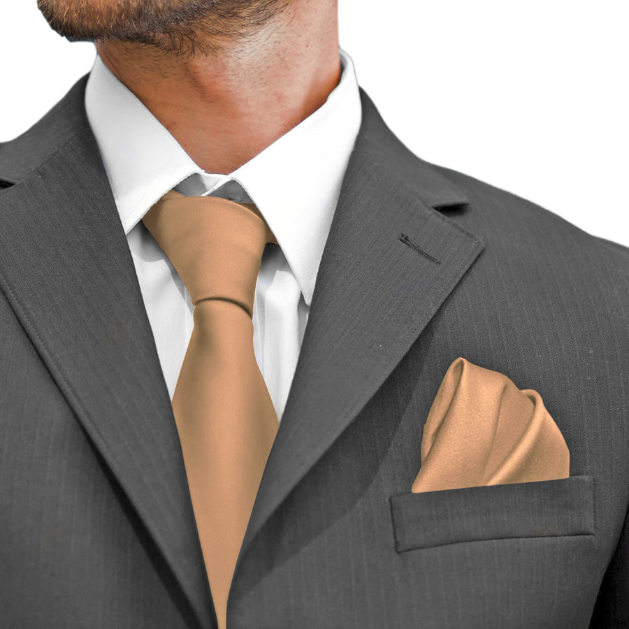 Sada kravat GASSANI 3-SET, šíře 8 cm.Dlouhá pánská kravata smetanové barvy, svatební kravata, úzká