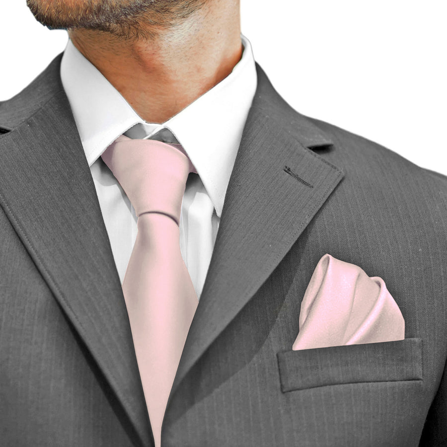 Set di cravatte GASSANI 3-SET, larghezza 8 cm Cravatta da uomo lunga, Cravatta da sposa rosa Stretta