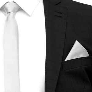 Parure cravatta GASSANI 3-SET, cravatta da uomo in raso grigio argento stretto 6 cm, cravatta da sposa stretta