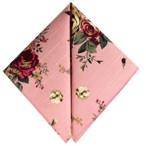 GASSANI Set da 2 fazzoletti da sposa in lino rosa antico con papillon floreale, fiocco di fiori pre-annodato