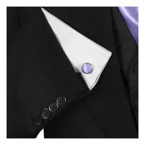 GASSANI 3-SET Sada saténových kravat, 8 cm úzká perleťová fialová pánská kapesní svatební kravata