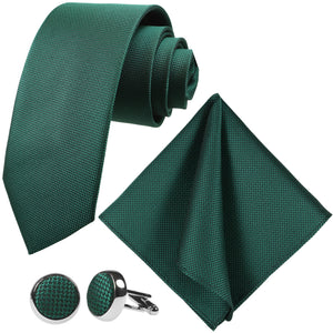 GASSANI 3-SET Moos-Grünes Krawattenset, 8cm Breite Lange Herren-Krawatte, Hochzeitskrawatte Grün