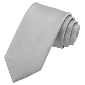 GASSANI 3-SET parure cravatta, larghezza 8 cm, cravatta da uomo lunga grigio chiaro, cravatta da sposa stretta