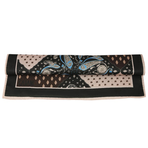 GASSANI Set Cravatta, Cravatta in Maglia Nera Stretta 6 cm, Fazzoletto da Taschino Colorato 4 Disegni