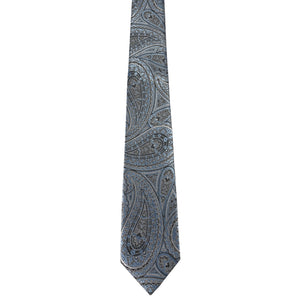 GASSANI 3-SET Set Cravatta, Cravatta da Uomo Slim Paisley Nero Cielo Blu, Cravatta da Sposa Jacquard Skinny da 7 cm Gemelli con Fazzoletto da Taschino