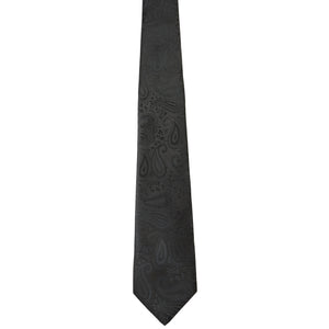 Sada kravat GASSANI 3-SET, černá Paisley Slim pánská kravata, 7 cm tenká žakárová svatební kravata, kapesní manžetové knoflíčky